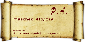 Praschek Alojzia névjegykártya